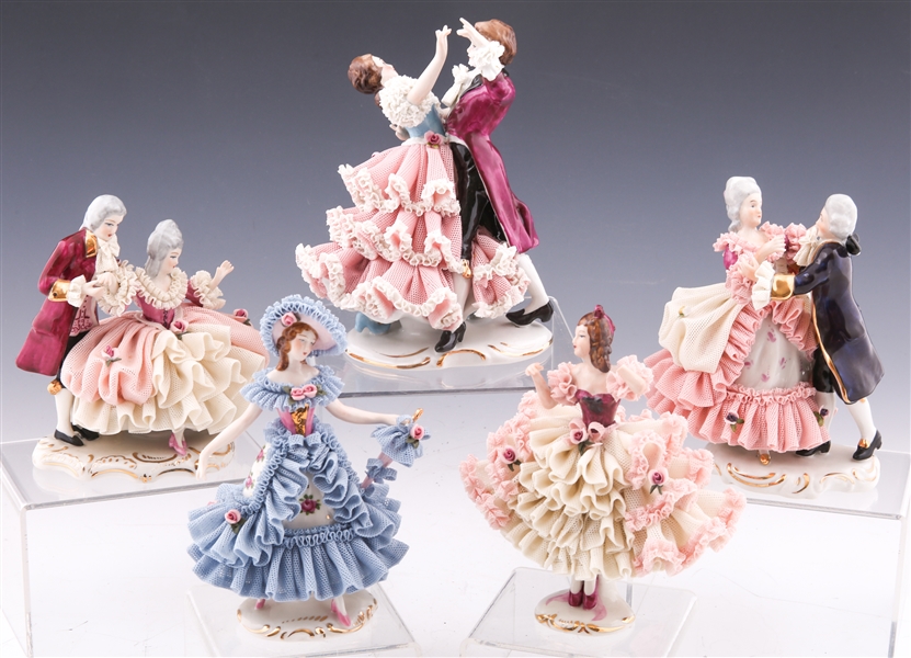 DRESDEN PORCELAIN LACE FIGURINES