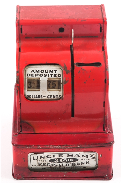 UNCLE SAMS 3 COIN REGISTER BANK - RED 