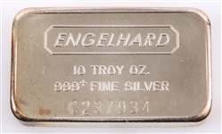 ENGELHARD BULLION .999 FINE SILVER 10 TOZ BAR