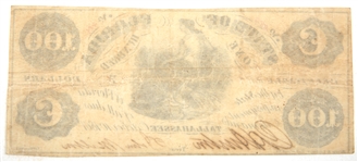 1861 $100 STATE OF FLORIDA OBSOLETE BANKNOTE
