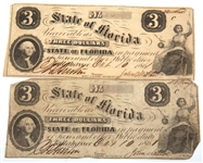 OCTOBER 1861 $3 STATE OF FLORIDA OBSOLETE BANKNOTES