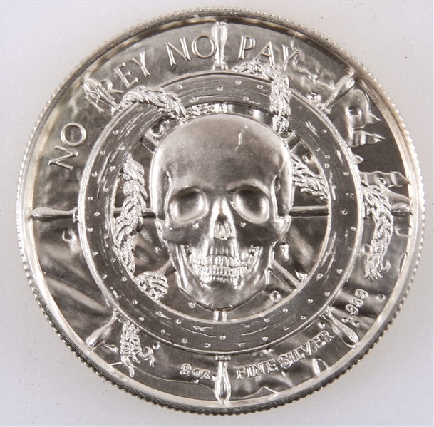 PIRATE SKULL 2 TROY OZ .999 FINE SILVER ROUND