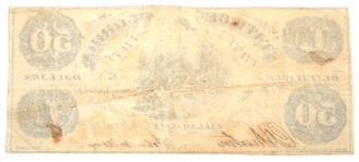 1861 $50 STATE OF FLORIDA OBSOLETE BANKNOTE