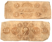 1856 $5, $10 BANK OF COLUMBUS, GA OBSOLETE BANK NOTES