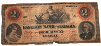 1860 $2 EASTERN BANK OF ALABAMA OBSOLETE BANKNOTE