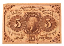 1862 FRACTIONAL 5 CENT POSTAGE CURRENCY NOTE