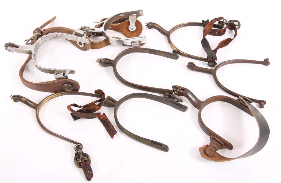SINGLE SPURS WITH ROWELS - LOT OF 8