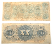 1863 $10 & $20 CONFEDERATE STATES OF AMERICA NOTES