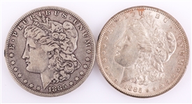 1885 P & O MORGAN SILVER DOLLARS - LOT OF 2