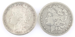 1891 & 1892 S MORGAN SILVER DOLLARS - LOT OF 2