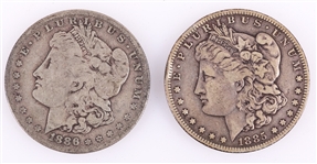 1885 & 1886 S MORGAN SILVER DOLLARS - LOT OF 2