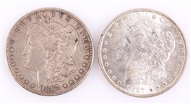 1887 P & S MORGAN SILVER DOLLARS - LOT OF 2