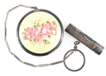 STERLING GUILLOCHE ENAMEL TANGO COMPACT & LIPSTICK