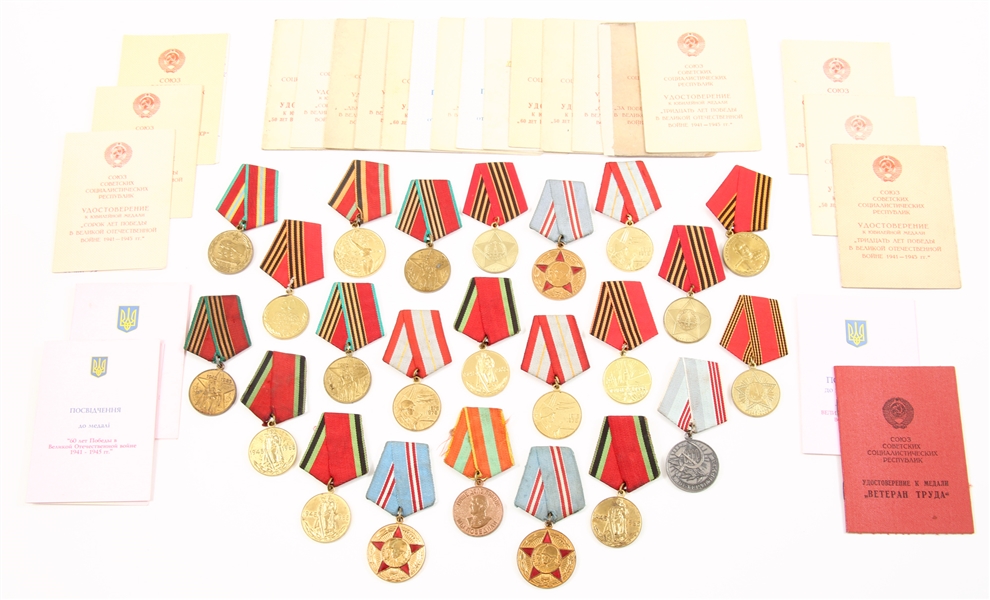 SOVIET USSR CCCP MEDALS, ORDERS & CERTIFICATE CARDS