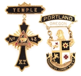 KNIGHTS TEMPLAR COMMANDERY BADGES - LOT OF 2