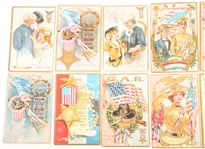 EMBOSSED GAR AND PATRIOTIC POSTCARDS - LOT OF 12