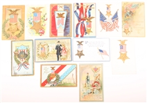 EMBOSSED GAR AND PATRIOTIC POSTCARDS - LOT OF 12