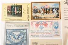 EARLY 20TH C. GAR EPHEMERA POSTCARDS, GUIDE & LETTERS