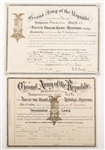 LATE 19TH C. GAR DEPT. OF PA TRANSFER CARDS - LOT OF 2