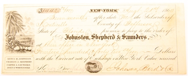 1860 JOHNSTON, SHEPHERD & SAUNDERS PROMISSORY NOTE