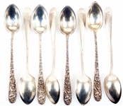 S. KIRK & SON STERLING SILVER REPOUSSE FRUIT SPOONS