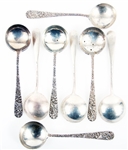S. KIRK & SON STERLING REPOUSSE ROUND SOUP SPOONS