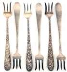 S. KIRK & SON STERLING SILVER REPOUSSE OYSTER FORKS