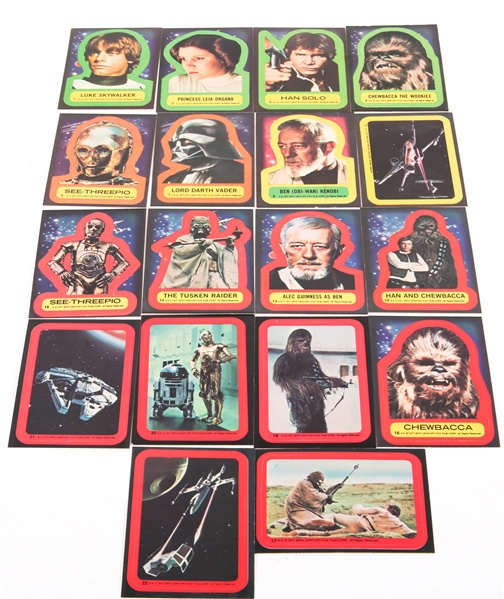 1977 STAR WARS IV TOPPS STICKER CARDS LOT OF 18