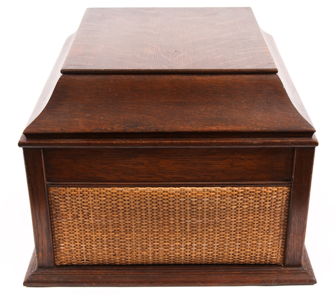 PATHE GRAMOPHONE IN LIDDED WOOD TRAVEL CABINET