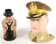 CHURCHILL AND MACARTHUR TOBY JUG LOT OF 2