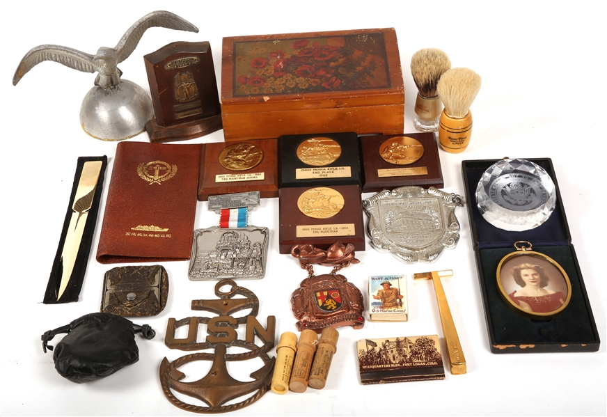 20TH CENTURY ESTATE DESK TOP ACCESSORIES LOT