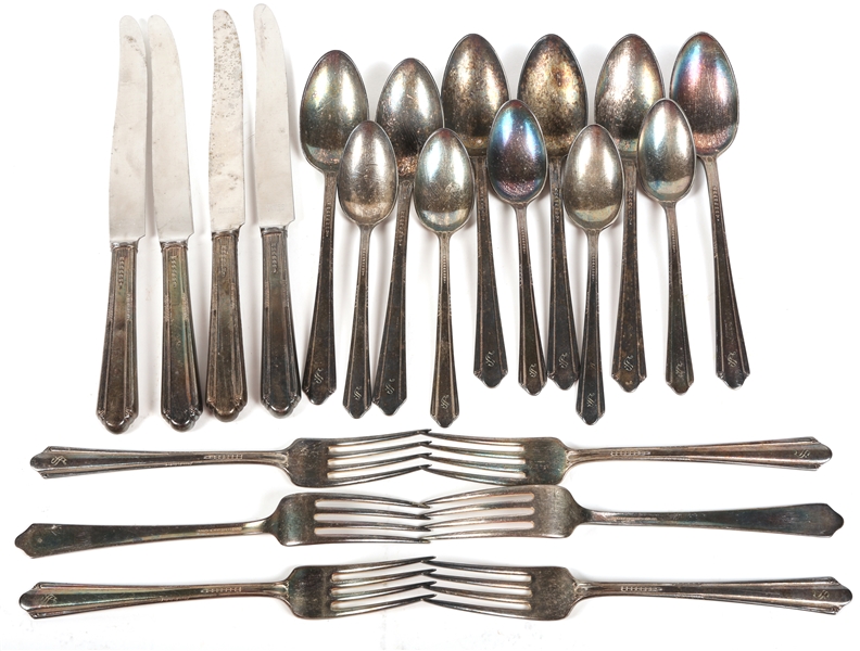 HOLMES & EDWARDS CHARM INLAID PLATED FLATWARE LOT OF 21