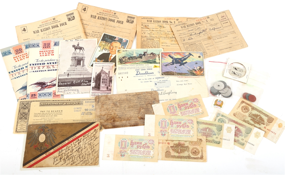 ESTATE LOT OF HOMEFRONT & TRAVEL EPHEMERA AND TOKENS