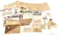 ESTATE LOT OF HOMEFRONT & TRAVEL EPHEMERA AND TOKENS
