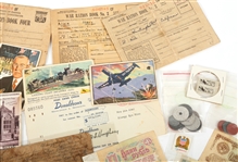 ESTATE LOT OF HOMEFRONT & TRAVEL EPHEMERA AND TOKENS