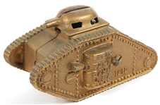 1918 TANK BANK USA CAST IRON COIN BANK