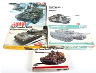 1/35TH AND 1/48TH SCALE MODEL TANK LOT OF 5