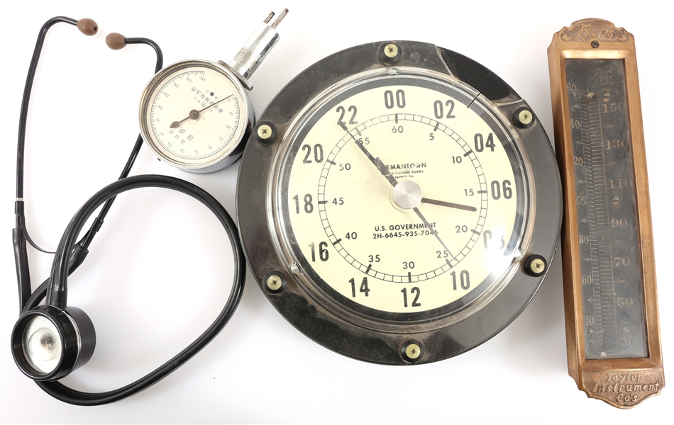 CLOCK, THERMOMETER CASE, PRESSURE GAUGE, STETHOSCOPE