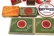 20TH C. TOBACCIANA - CIGARETTE TINS & CIGAR BOX