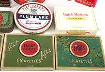 20TH C. TOBACCIANA - CIGARETTE TINS & CIGAR BOX