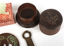 FOO DOG, TSUBA, DRAGON PAPERWEIGHT & CLOISONNE