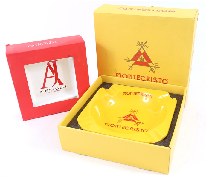 MONTECRISTO & AJ FERNANDEZ PORCELAIN CIGAR ASHTRAYS