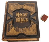 19TH C. FAMILY PICTORIAL & MINIATURE BIBLE LOT OF 2