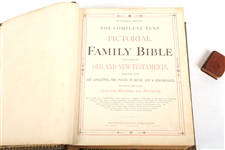 19TH C. FAMILY PICTORIAL & MINIATURE BIBLE LOT OF 2