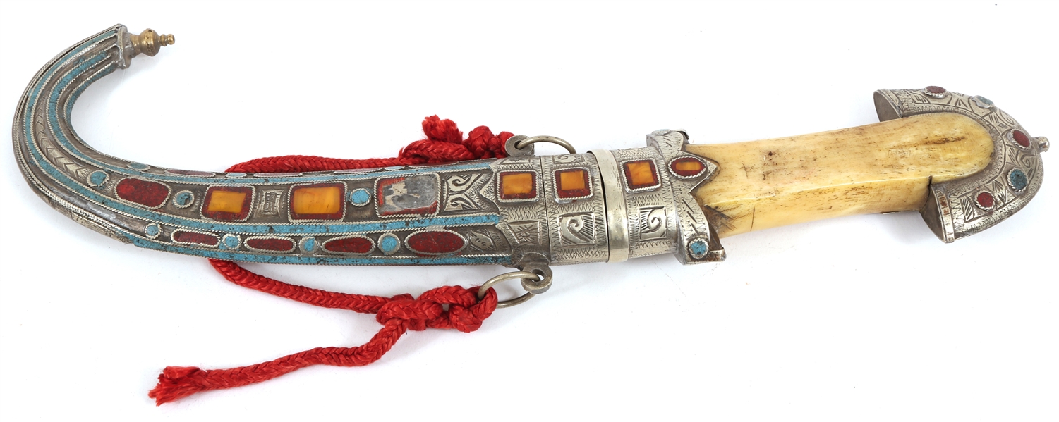 NORTH AFRICAN KHANJAR/JAMBIYA DAGGER WITH SCABBARD