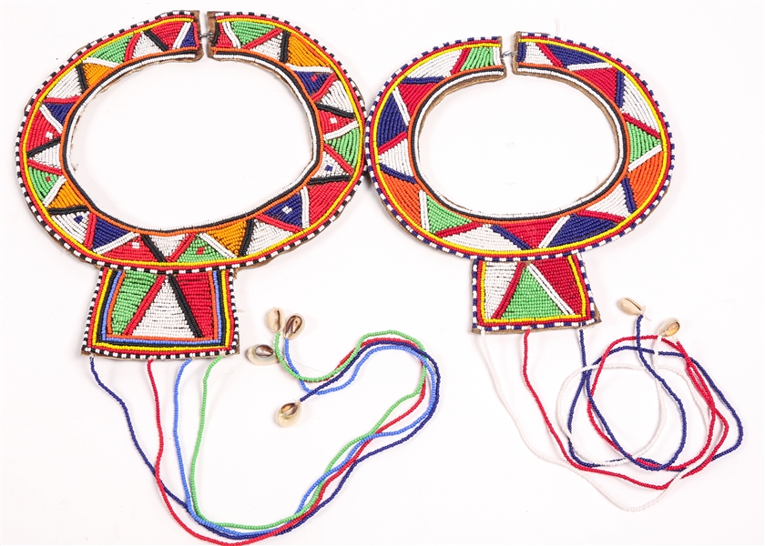 MAASAI BEADED WEDDING COLLARS LOT OF 2