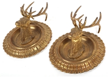 BRASS FIGURAL ELK WALL DECORATIONS 