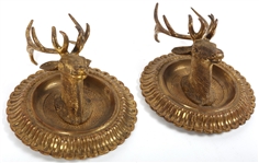 BRASS FIGURAL ELK WALL DECORATIONS 