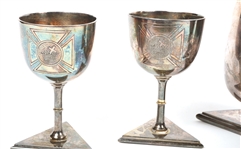 MERIDEN SILVER PLATE KNIGHTS TEMPLAR JUG & GOBLET LOT