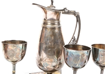 MERIDEN SILVER PLATE KNIGHTS TEMPLAR JUG & GOBLET LOT